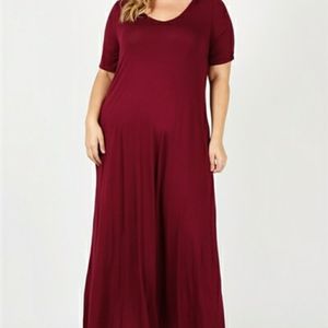 Burgundy t shirt maxi